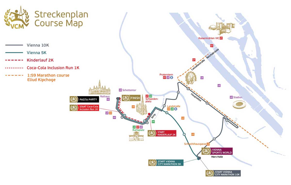 VCM 10K und Vienna 5K Laufstrecke